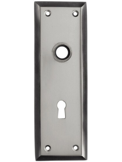 New York Style Forged Brass Back Plate With Keyhole in Antique Pewter.